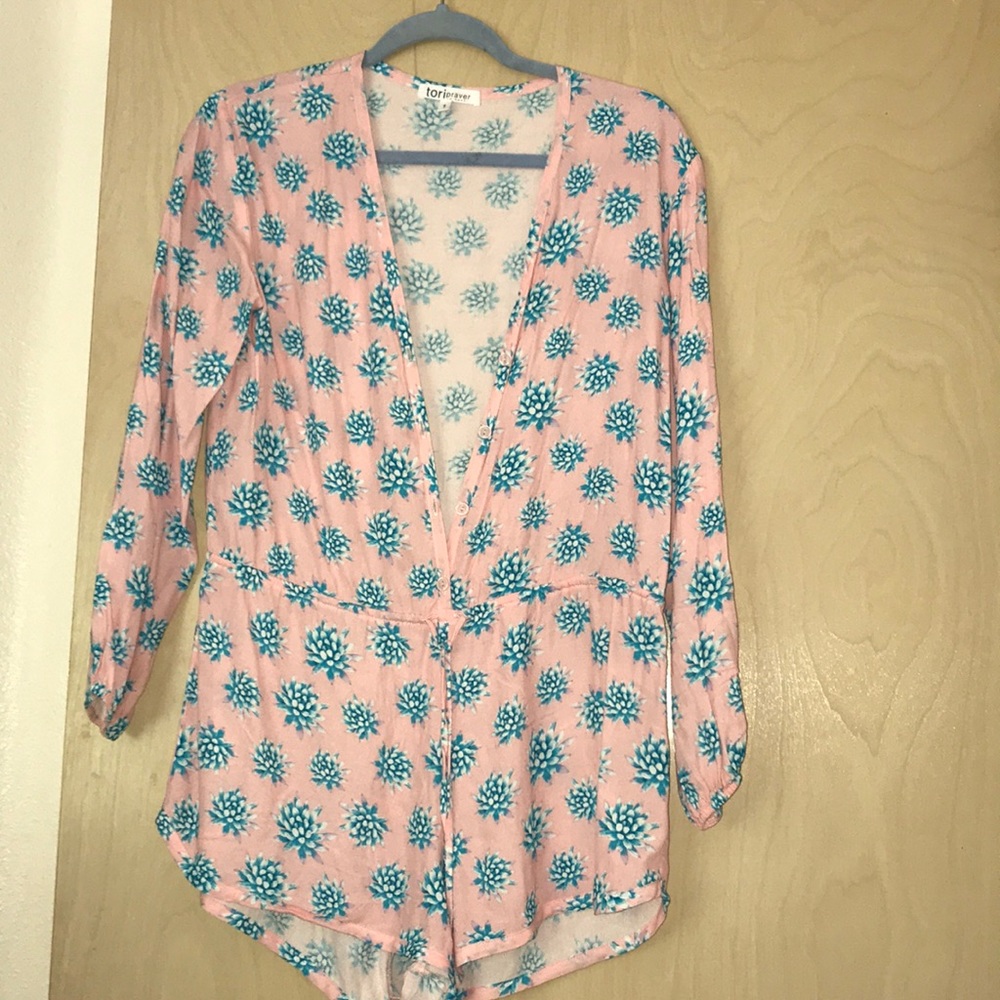 TORI PRAVER SWIMWEAR BEACH COVERUP PINK+flowers
